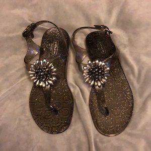 Coach Hilda Black/Gray Jelly Sandals